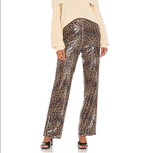 REVOLVE LPA SEQUINS LEOPARD ANIMAL PRINT PULL ON PANTS SIZE SMALL RETAIL $228 - Picture 7 of 14